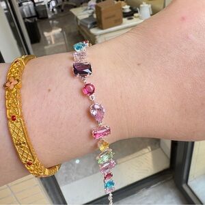 Multi-Color Crystal Link Bracelet - Women Jewelry